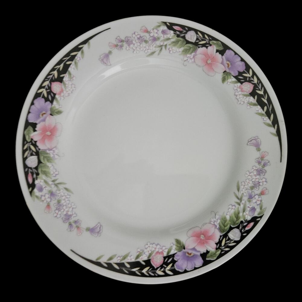 Imperial's Universal Fine China Floral Salad Plates Gold Trim Set of 4